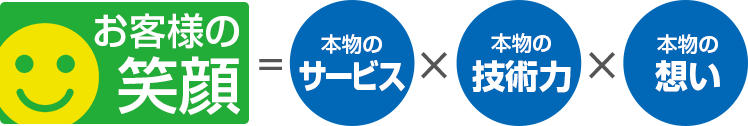 お客様の笑顔は本物のサービスと本物の技術力と本物の想いから