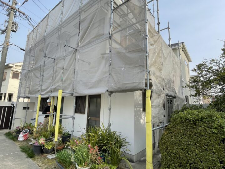 足場完成しました♪│堺市の外壁塗装・屋根塗装・雨漏り専門店　千成工務店