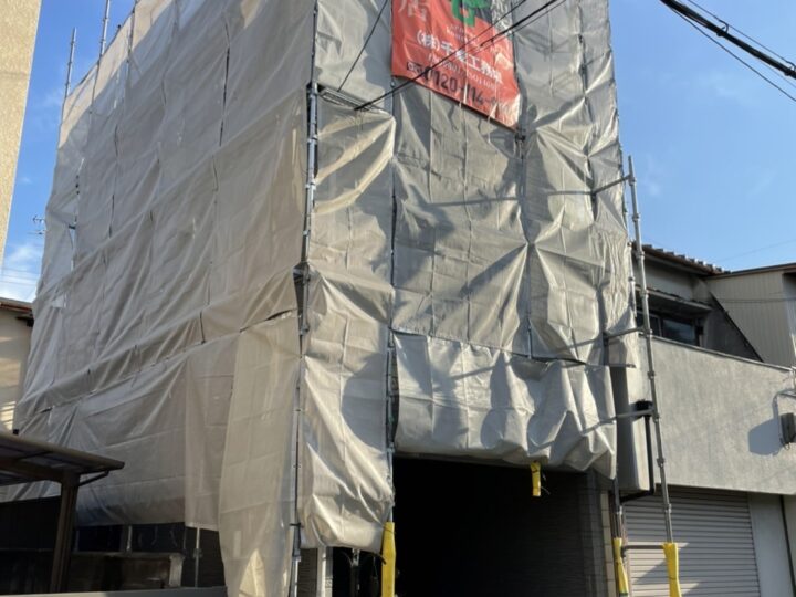 堺市東区　O様邸 　足場が完成しました。│堺市の外壁塗装・屋根塗装・雨漏り専門店　千成工務店