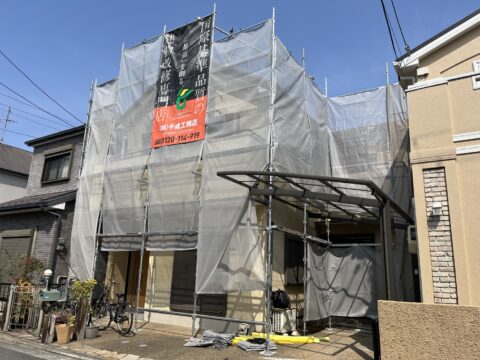 本日着工☆　足場完成！！│堺市の外壁塗装・屋根塗装・雨漏り修理専門店　千成工務店